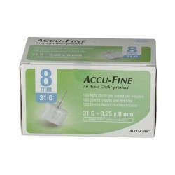 Ago Per Penna Da Insulina Accu-fine Pen Needle Accu-chek Gauge 31 X 8mm 100 Pezzi