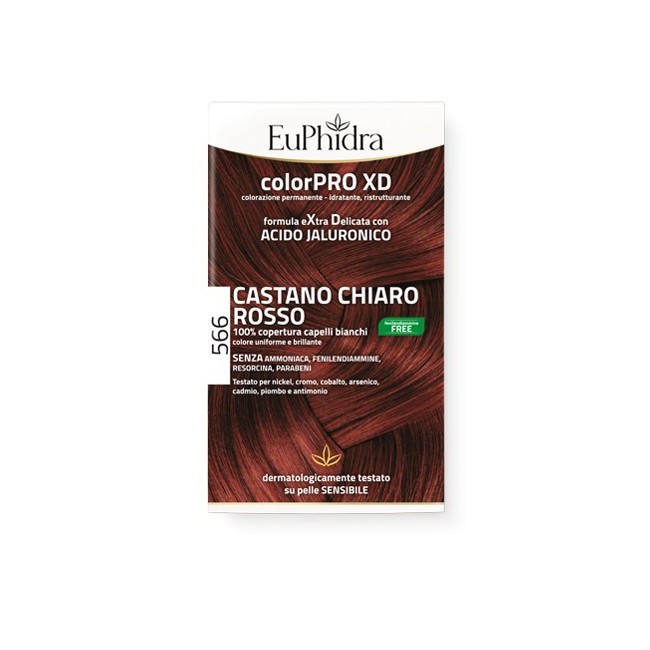 Euphidra Colorpro Gel Colorante Capelli Xd 566 Castano Chiaro Rosso 50 Ml + Attivante + Balsamo + Guanti