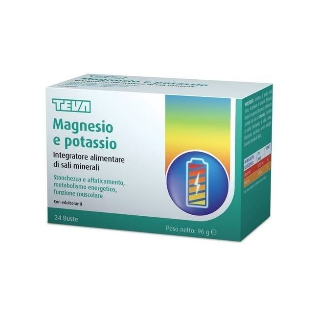 Magnesio Potassio Plus Teva 24 Bustine Senza Zuccheri Aroma Agrumi