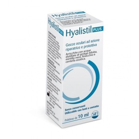 Gocce Oculari Hyalistil Plus Acido Ialuronico 0,4% Acqua Distillata Di Ginkgo Biloba + Mirtillo Nero + Finocchio + Centella Asia