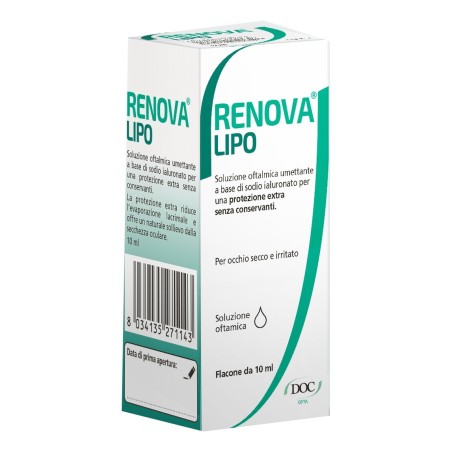 Renova Collirio Sostituto Lacrimale A Base Di Acido Ialuronico 0,4% E Lipidi Flacone Da 10 Ml Senza Conservanti