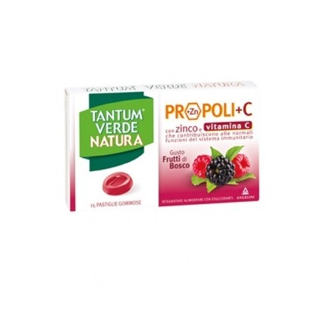 Tantum Verde Natura Propoli+c Con Zinco E Vitamina C 15 Pastiglie Gommose Gusto Frutti Di Bosco
