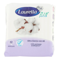 Assorbente Laurella In Cotone Ultra Giorno Con Ali 12 Pezzi