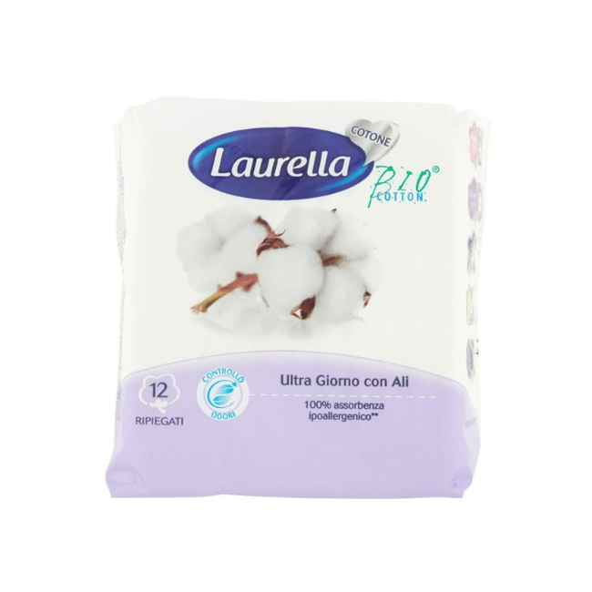 Assorbente Laurella In Cotone Ultra Giorno Con Ali 12 Pezzi