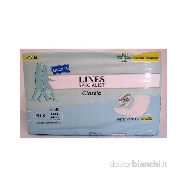 Pannolone Lines Specialist Classic Rettangolare Con Barriera 30 Pezzi