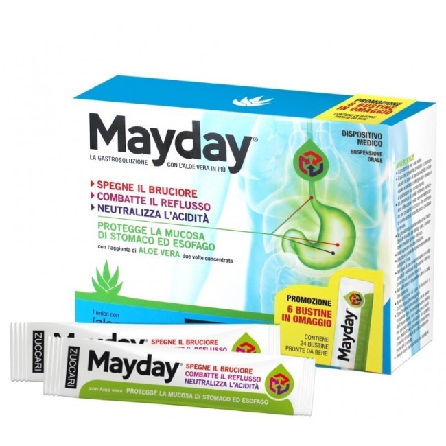 Mayday Sospensione Per Uso Orale Alla Menta 24 Bustine 10 Ml Mayday Sospensione Per Uso Orale Alla Menta 24 Bustine 10 Ml