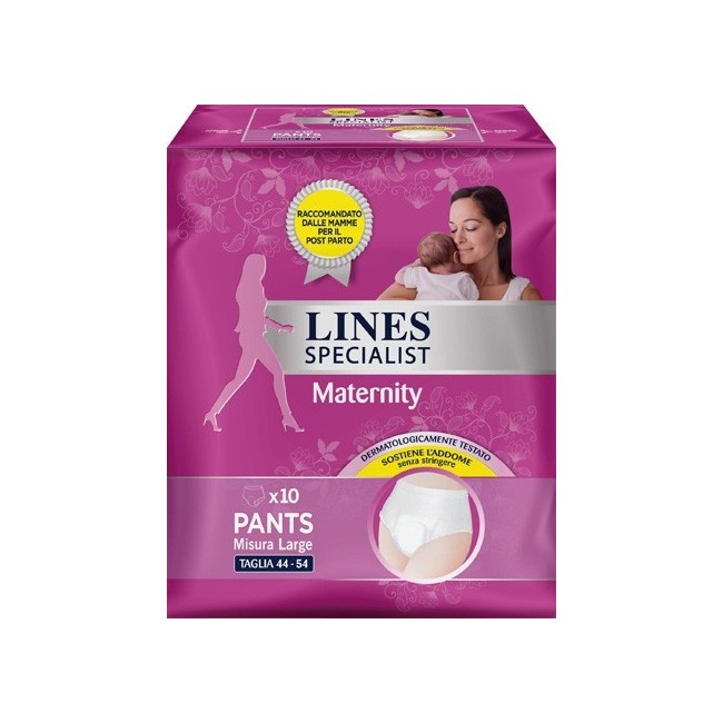 Lines Specialist Maternity Mutandina Assorbente Per Perdite Post Parto Misura Large 10 Pezzi Lines Specialist Maternity Mutandina Assorbente Per Perdite Post Parto Misura Large 10 Pezzi