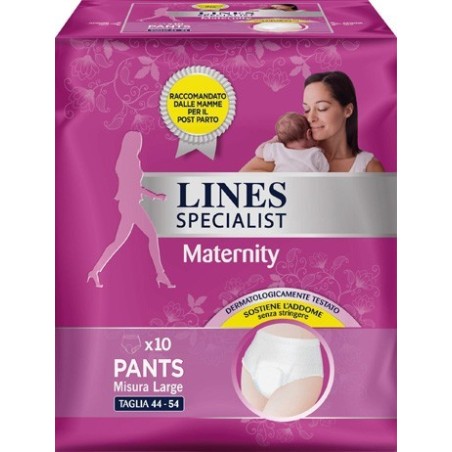 Lines Specialist Maternity Mutandina Assorbente Per Perdite Post Parto Misura Large 10 Pezzi