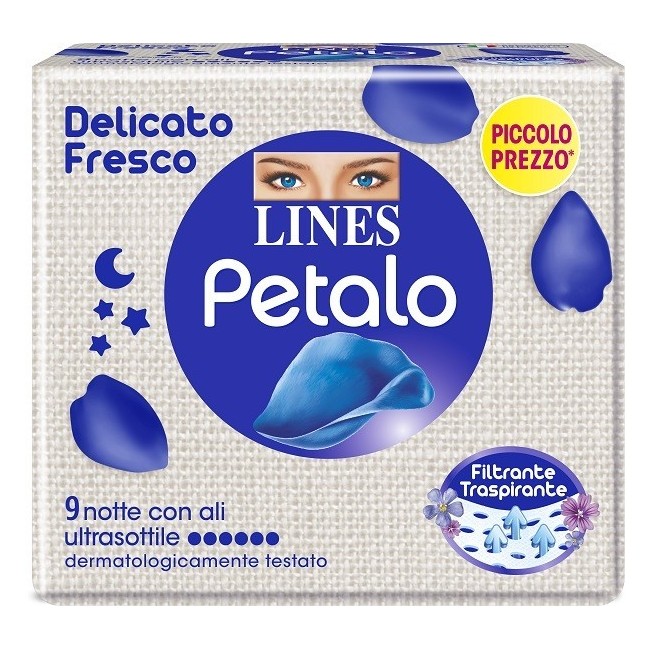 Lines Petalo Blu Assorbente Notte 9 Pezzi