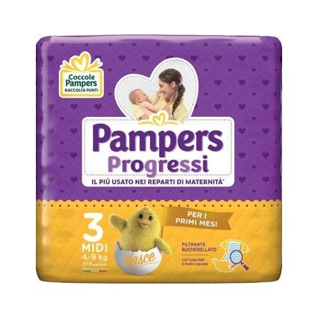 Pampers Progressi Midi Pannolino 3 4-9kg 27 Pezzi