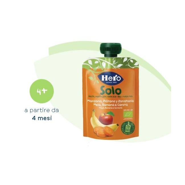 Hero Solo Frutta Frullata 100% Bio Mela Banana Carota 100 G Hero Solo Frutta Frullata 100% Bio Mela Banana Carota 100 G