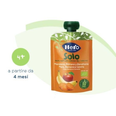 Hero Solo Frutta Frullata 100% Bio Mela Banana Carota 100 G