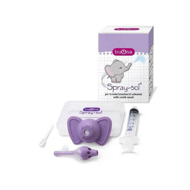 Buona Spray-sol Nebulizzatore Spray Sol + Ago Cannula + Siringa Luer Lock Da 5 Ml + Elefantino Copri-siringa + Contenitore