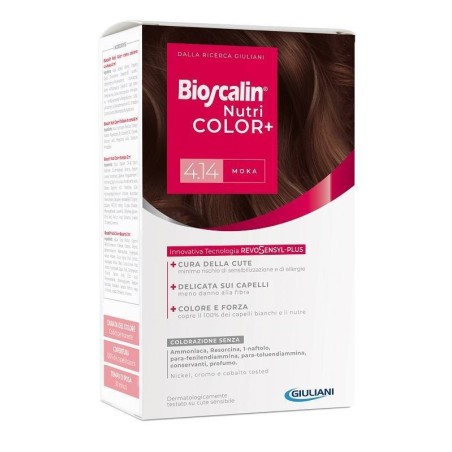 Bioscalin Nutricolor Plus 4,14 Moka Crema Colorante 40 Ml + Rivelatore Crema 60 Ml + Shampoo 12 Ml + Trattamento Finale Balsamo