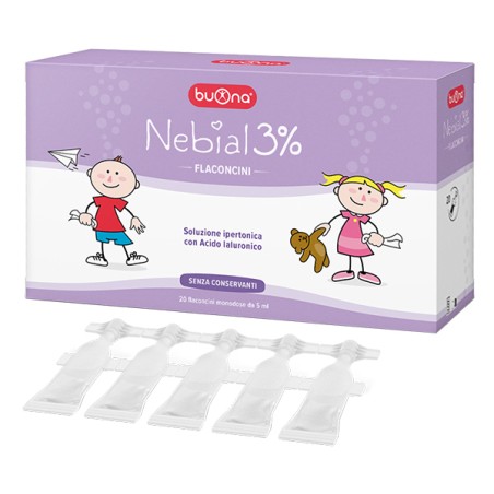 Nebial Flaconcini Soluzione Salina Ipertonica Di Sodio Cloruro Al 3% Con Acido Ialuronico 20x5 Ml