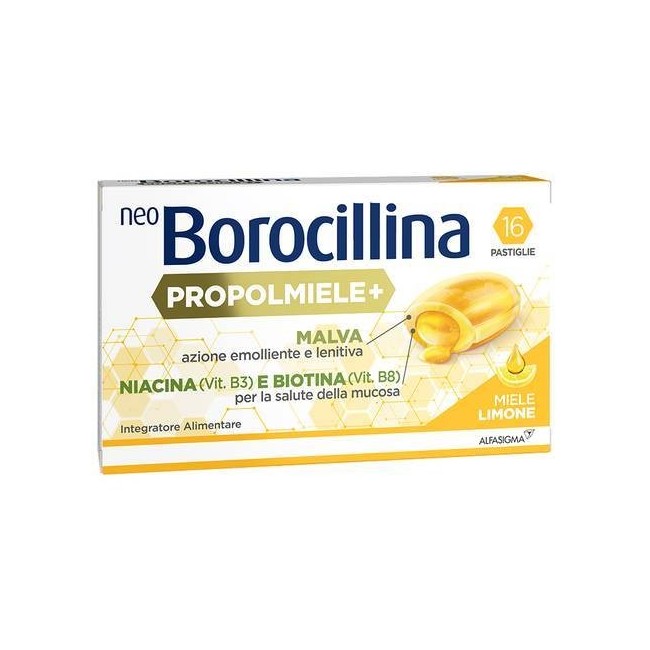 Neoborocillina Propolmiele+ Miele/limone 16 Pastiglie