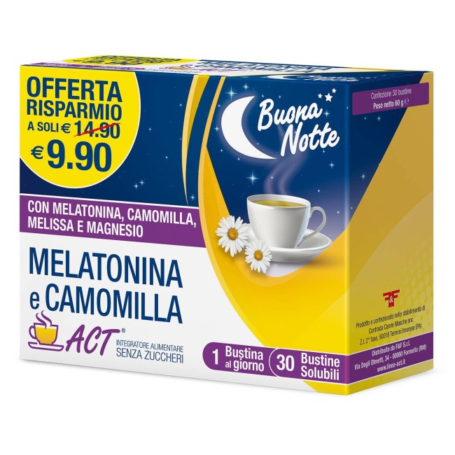 Melatonina E Camomilla Act 30 Bustine Solubili Senza Zuccheri