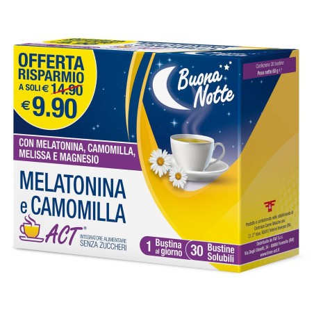 Melatonina E Camomilla Act 30 Bustine Solubili Senza Zuccheri