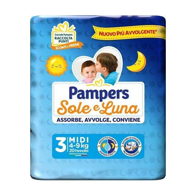 Pampers Sole Luna Mididi 20 Pezzi