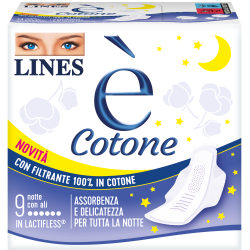 Lines E' Cotone Ali Assorbente Esterno Notte 9 Pezzi
