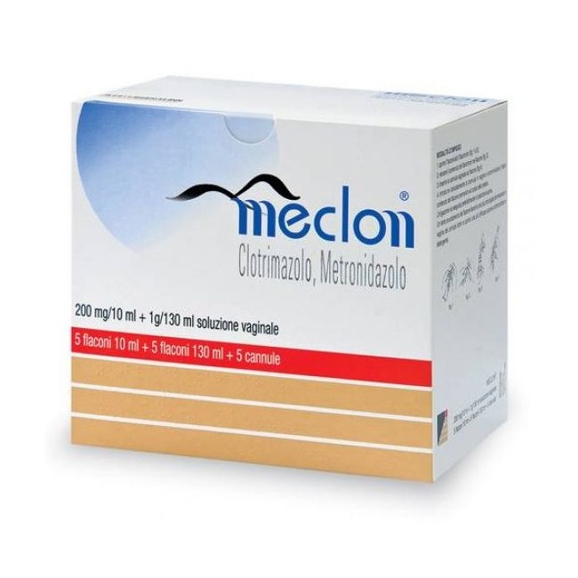 Meclon Soluzione Vag 5 Flaconi 200 Mg/10 Ml + 1 G/130 Ml