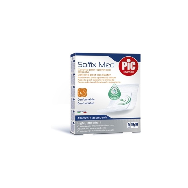 Cerotto Pic Soffix Med In Tnt Con Tampone Centrale Assorbente Sterile Monouso 10x10 Cm Antibatterico 5 Pezzi Cerotto Pic Soffix Med In Tnt Con Tampone Centrale Assorbente Sterile Monouso 10x10 Cm Antibatterico 5 Pezzi