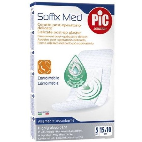 Cerotto Pic Soffix Med In Tnt Con Tampone Centrale Assorbente Sterile Monouso 10x15 Cm Antibatterico 5 Pezzi
