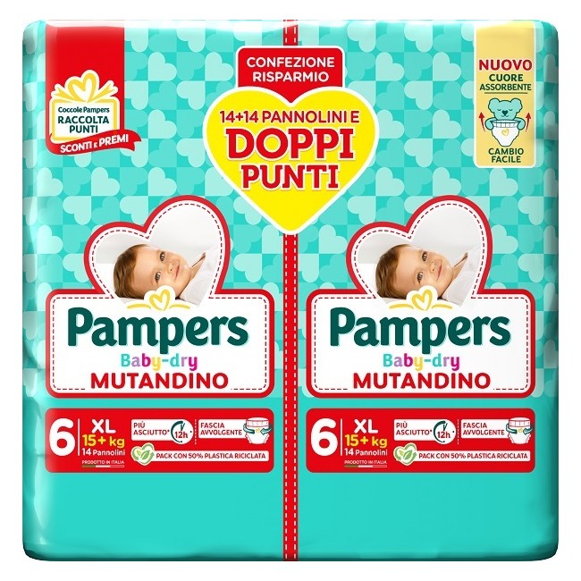 Pampers Baby Dry Pannolino Mutandina Xl Duo Downcount 28 Pezzi