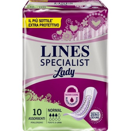 Assorbenti Per Incontinenza Lines Specialist Lady Normal 10 Pezzi