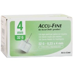 Ago Per Penna Da Insulina Accu-fine Pen Needle Gauge 32 4 Mm 100 Pezzi