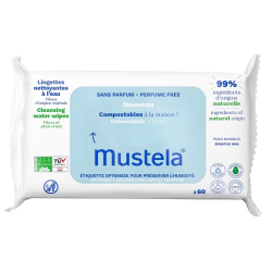 Mustela Salviette Acqua Compostabili Senza Profumo 60 Pezzi