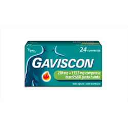 Gaviscon 24 Compresse Masticabili 250 Mg + 133,5 Mg Menta