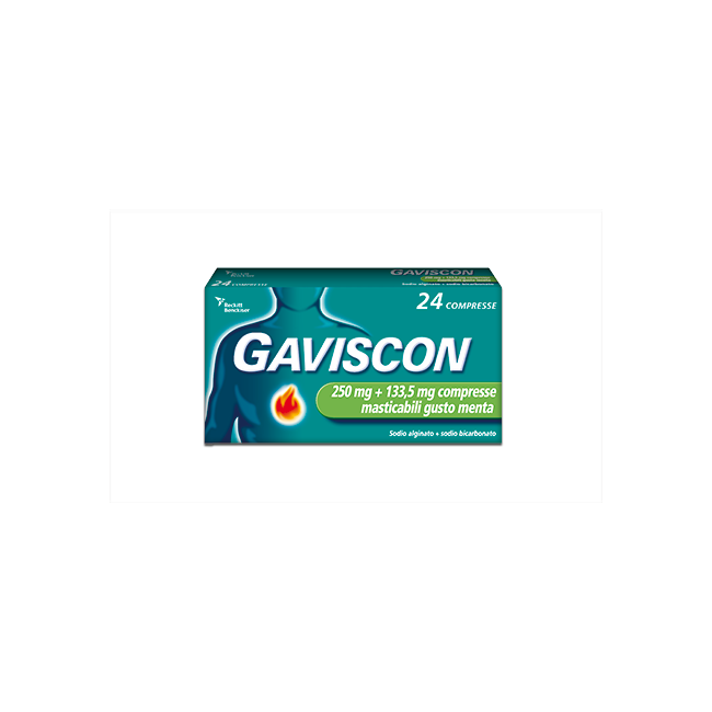 Gaviscon 24 Compresse Masticabili 250 Mg + 133,5 Mg Menta