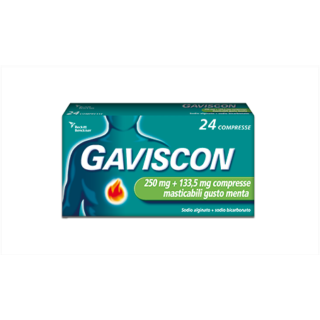 Gaviscon 24 Compresse Masticabili 250 Mg + 133,5 Mg Menta