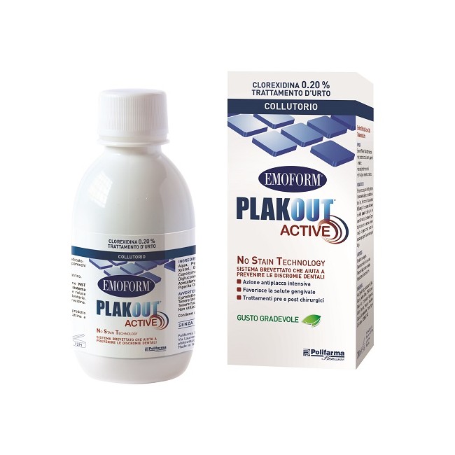 Emoform Plak Out Active Clorexidina 0,20% Collutorio 200 Ml Emoform Plak Out Active Clorexidina 0,20% Collutorio 200 Ml