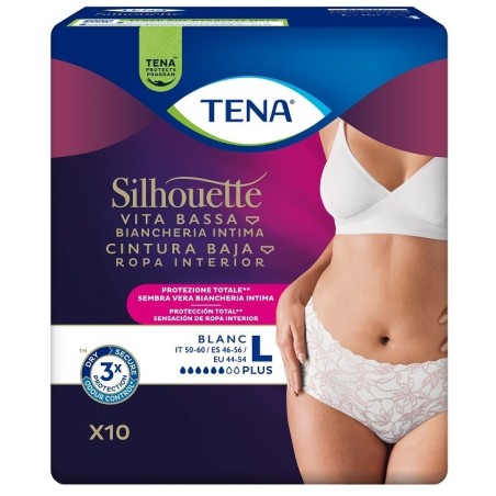 Pannolone A Mutandina Assorbente Tena Silhouette Plus White Large 10 Pezzi