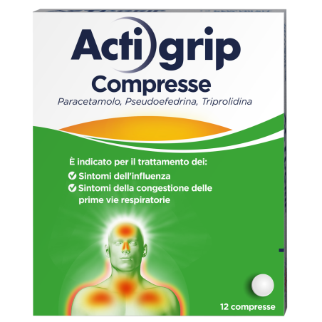Actigrip 12 Compresse 2,5+60+500mg Actigrip 12 Compresse 2,5+60+500mg