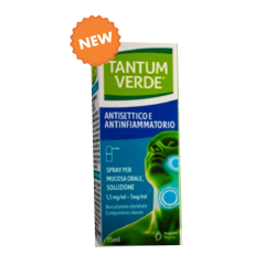 TANTUM VERDE ANTISETTICO E ANTINFIAMMATORIO*spray mucosa orale 1 flacone 15 ml 1,5 mg/ml + 5 mg/ml TANTUM VERDE ANTISETTICO E ANTINFIAMMATORIO*spray mucosa orale 1 flacone 15 ml 1,5 mg/ml + 5 mg/ml