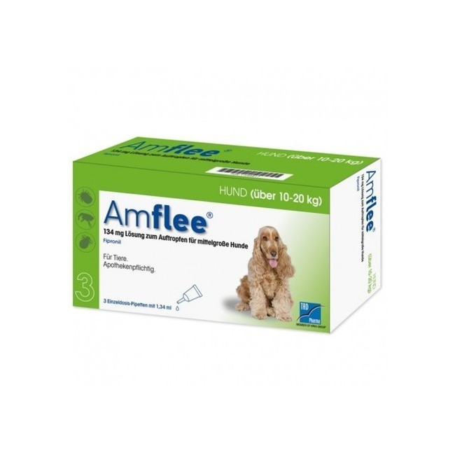 AMFLEE*spot-on soluz 3 pipette 1,34 ml 134 mg cani da 10 a 20 Kg