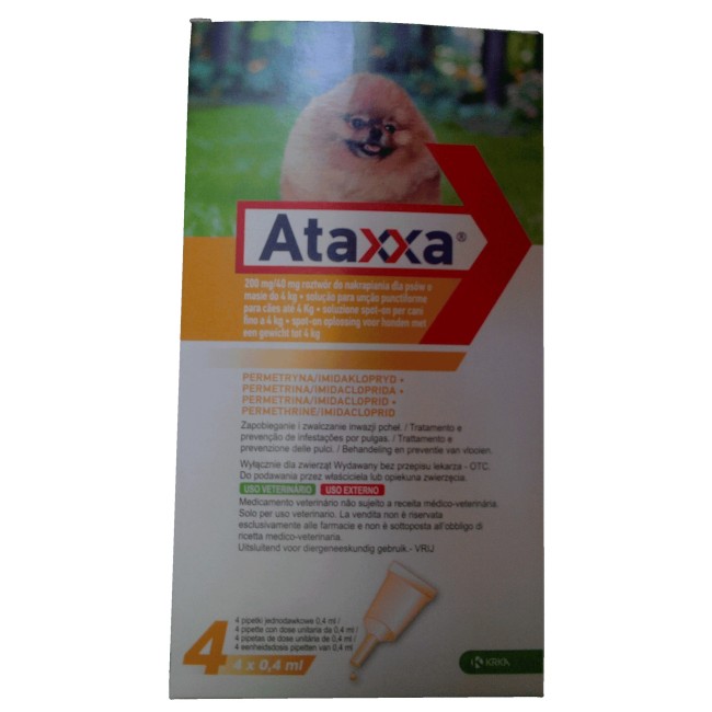 ATAXXA SPOT-ON*soluz 4 pipette 0,4 ml 40 mg + 200 mg cani fino a 4 Kg