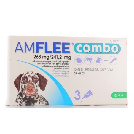 AMFLEE COMBO*spot-on soluz 3 pipette 2,68 ml 268 mg + 241,2mg cani da 20 a 40 Kg