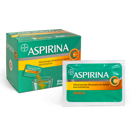 Aspirina 10 Buste Granulari Effervescenti Con Vitamina C 400 Mg + 240 Mg Aspirina 10 Buste Granulari Effervescenti Con Vitamina C 400 Mg + 240 Mg