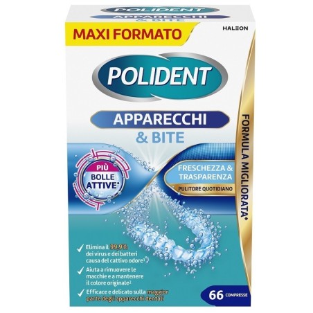 POLIDENT APPARECCHI & BITE PULITORE QUOTIDIANO 66 COMPRESSE