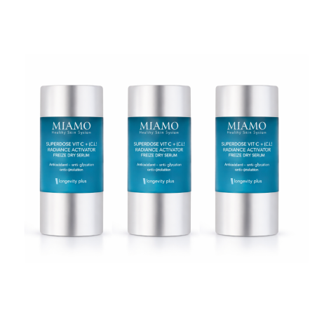 MIAMO LONGEVITY PLUS SUPERDOSE VITC C,L RADIANCE ACTIVATOR FREEZE DRY SERUM 3 PEZZI DA 5 ML