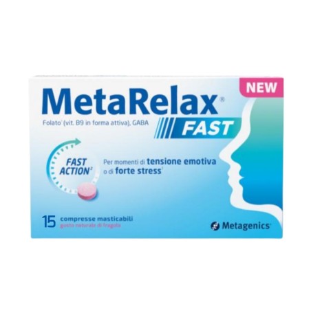 METARELAX FAST 15 COMPRESSE MASTICABILI GUSTO NATURALE DI FRAGOLA SENZA GLUTINE SENZA LATTOSIO CON EDULCORANTI METARELAX FAST 15 COMPRESSE MASTICABILI GUSTO NATURALE DI FRAGOLA SENZA GLUTINE SENZA LATTOSIO CON EDULCORANTI