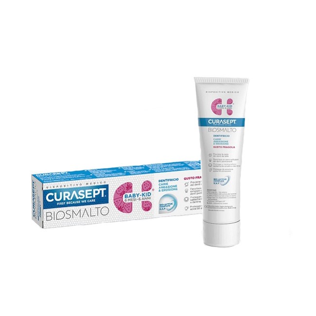 Curasept Biosmalto Dentifricio Baby Kid Fragola Carie Abrasione & Erosione 50 Ml