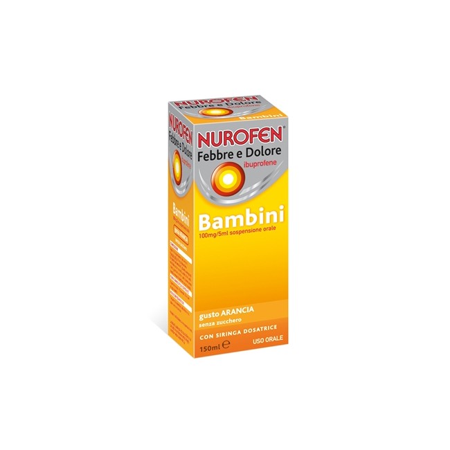 Nurofen Febbre E Dolore Bambini Soluzione Orale Sosp 150 Ml 100 Mg/5 Ml Arancia S/zucchero C/siringa