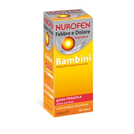 Nurofen Febbre E Dolore Bambini Soluzione Orale Sosp 150 Ml 100 Mg/5 Ml Fragola S/zucchero C/siringa Nurofen Febbre E Dolore Bambini Soluzione Orale Sosp 150 Ml 100 Mg/5 Ml Fragola S/zucchero C/siringa