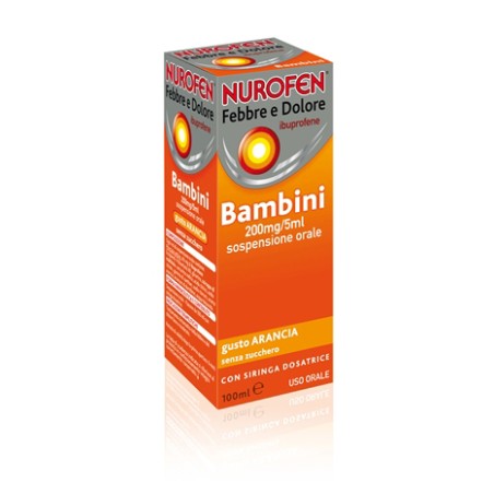 Nurofen Febbre E Dolore Bambini Soluzione Orale Sosp 100 Ml 200 Mg/5 Ml Arancia S/zucchero C/siringa Nurofen Febbre E Dolore Bambini Soluzione Orale Sosp 100 Ml 200 Mg/5 Ml Arancia S/zucchero C/siringa