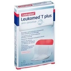 Leukomed T Plus Skin Sensitive Medicazione Post-operatoria Trasparente Impermeabile Con Massa Adesiva Al Silicone 5x7,2cm 5 Pezz